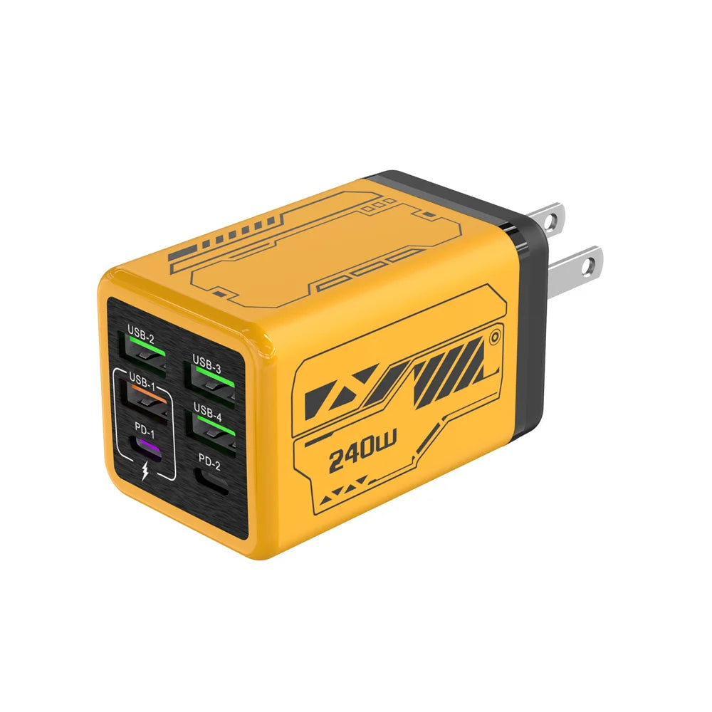 240W 6-Port USB-C Wall Charger – UK Plug