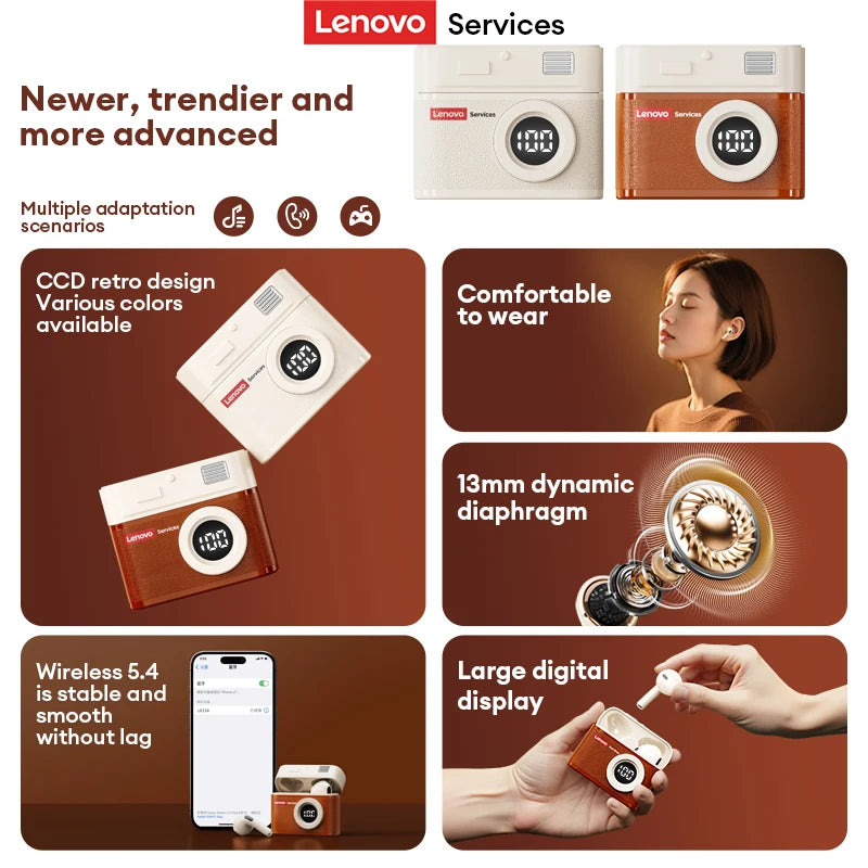 Lenovo LE218 TWS Earphones – Retro CCD Bluetooth 6.0