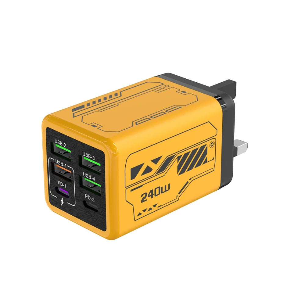 240W 6-Port USB-C Wall Charger – UK Plug