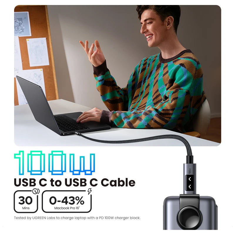 UGREEN UNO USB-C Cable 100W – PD Fast Charging, Type-C to Type-C