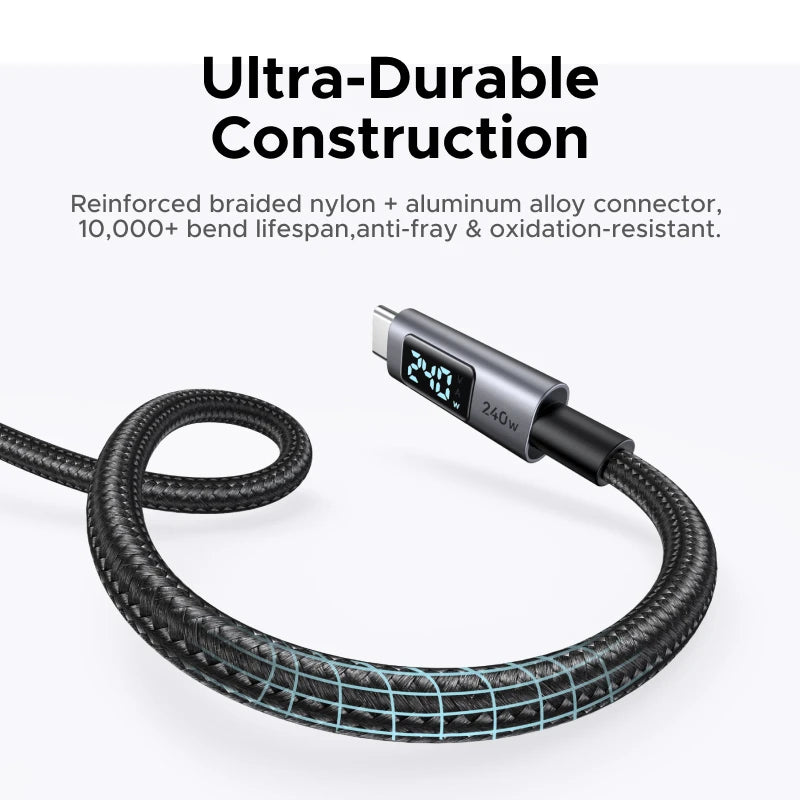 UGREEN USB-C Cable 240W LED Display – PD3.1 Fast Charging, Type-C to Type-C