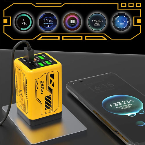 240W 6-Port USB-C Wall Charger – UK Plug