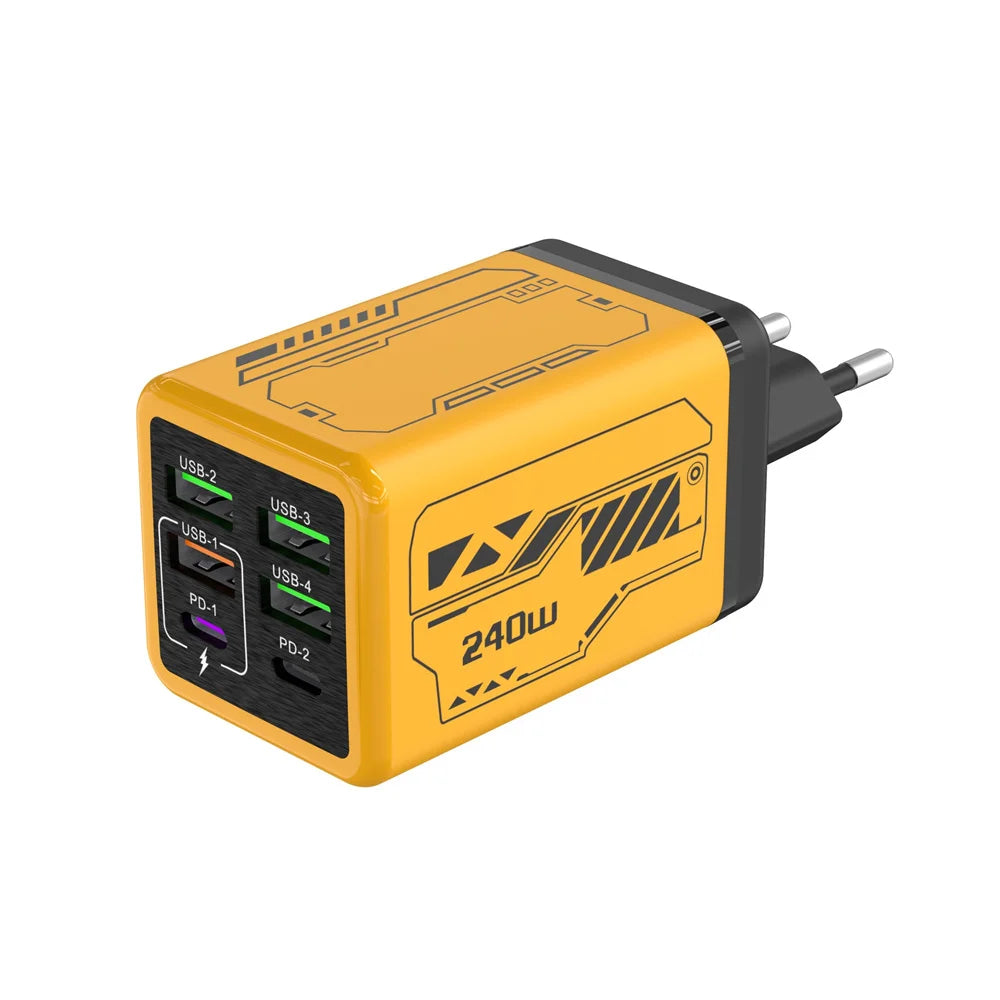 240W 6-Port USB-C Wall Charger – UK Plug