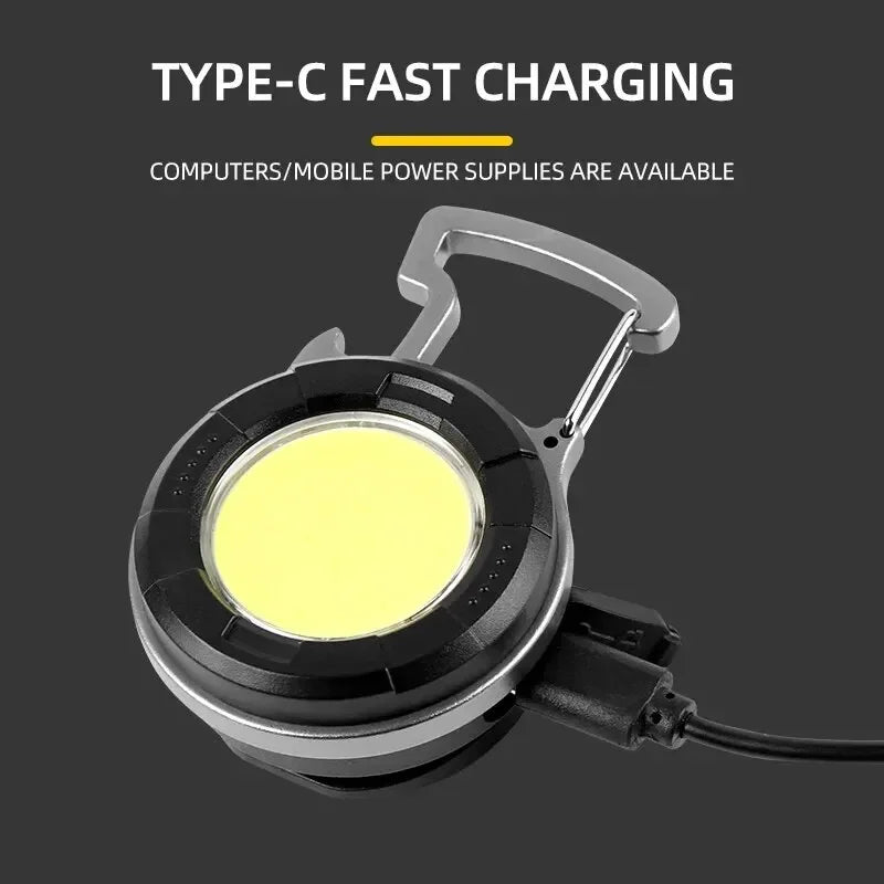 Mini COB Flashlight - USB Rechargeable Keychain Light
