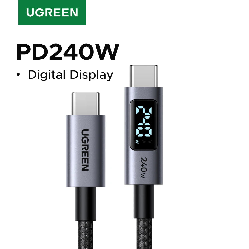 UGREEN USB-C Cable 240W LED Display – PD3.1 Fast Charging, Type-C to Type-C