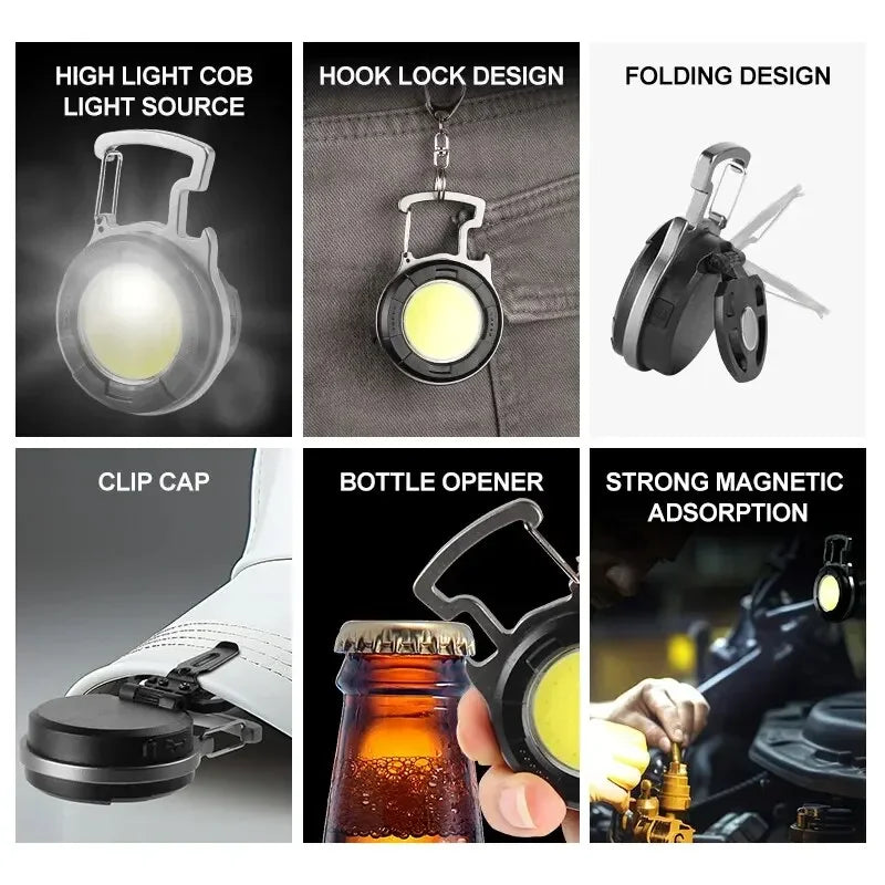 Mini COB Flashlight - USB Rechargeable Keychain Light