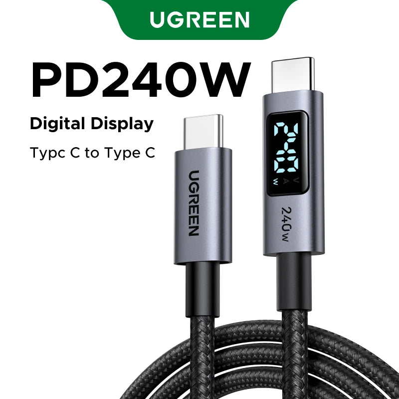 UGREEN USB-C Cable 240W LED Display – PD3.1 Fast Charging, Type-C to Type-C