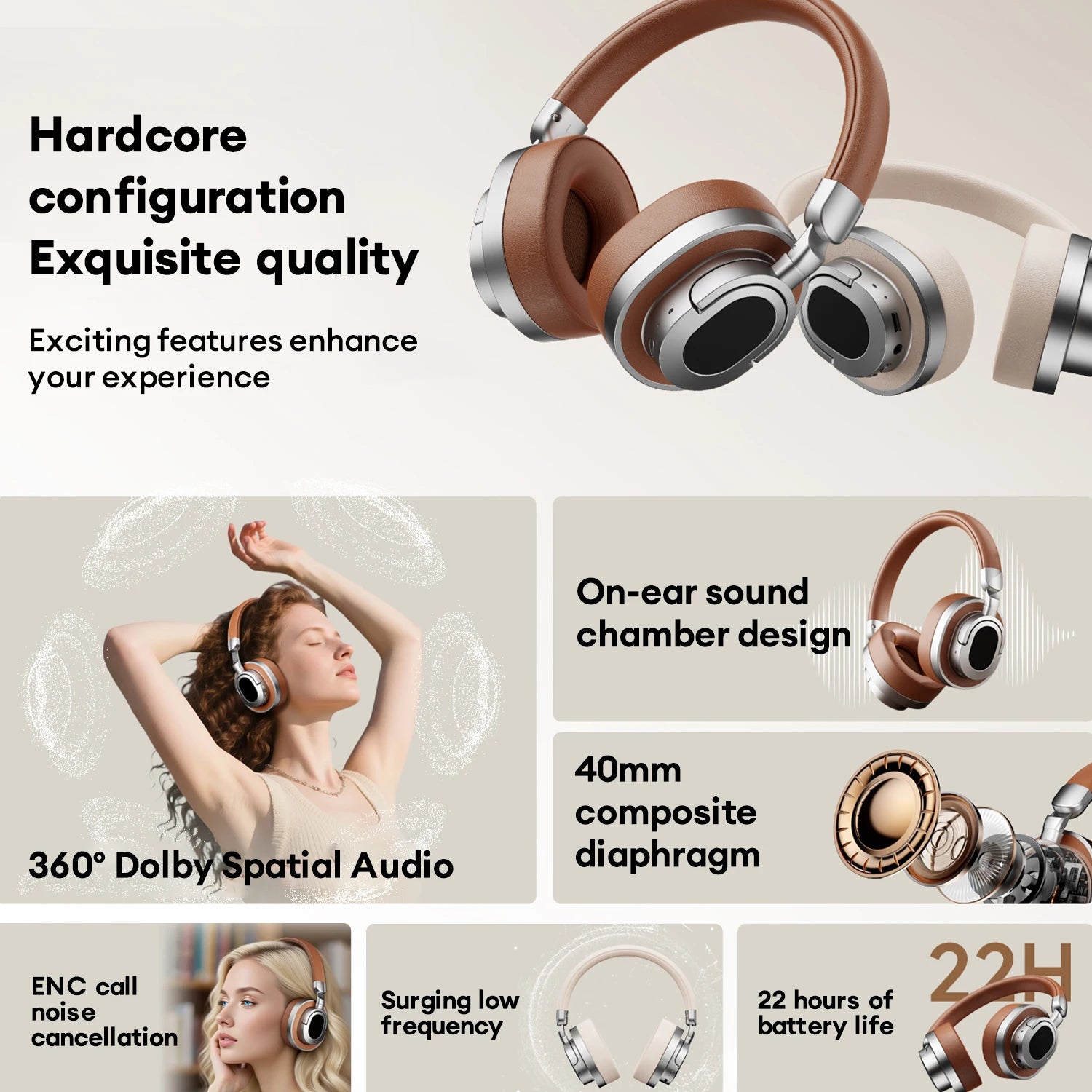 Lenovo LE602 Over-Ear Headphones – Bluetooth 6.0 with ENC