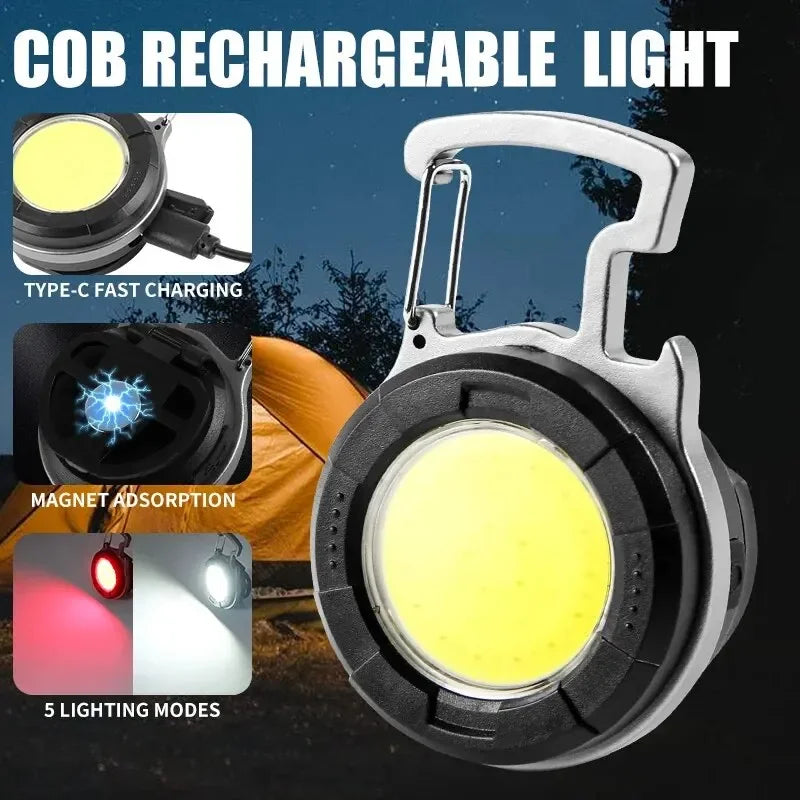 Mini COB Flashlight - USB Rechargeable Keychain Light