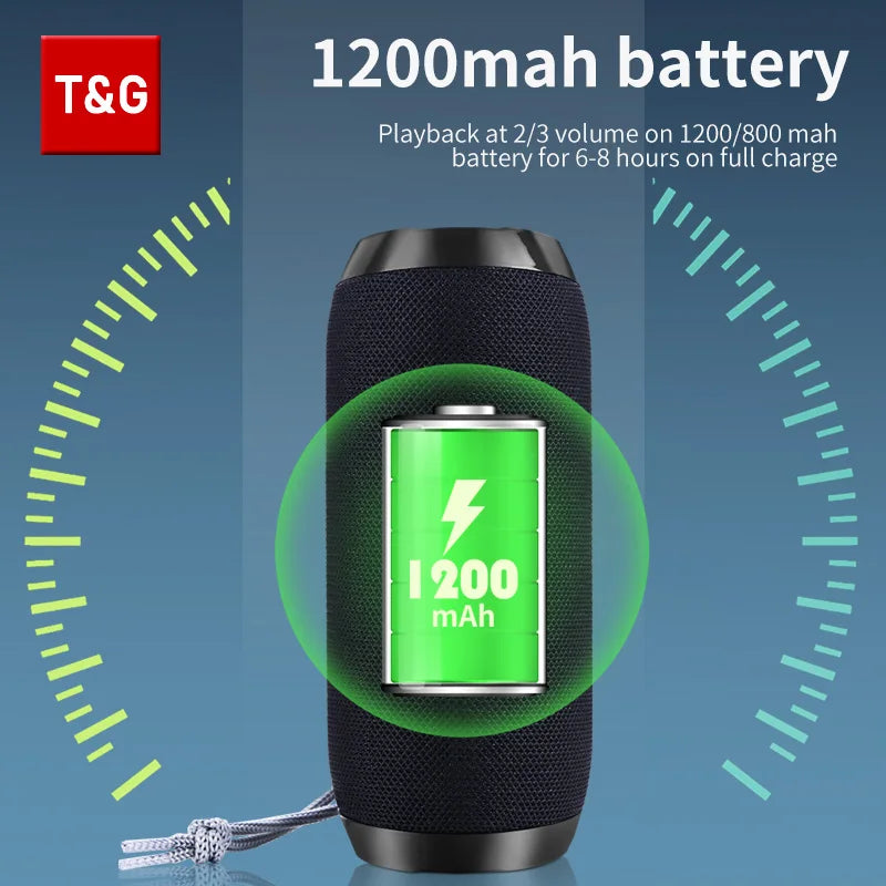 T&G TG117 Portable Bluetooth Speaker - Waterproof Wireless Speaker with FM Radio & TF Card