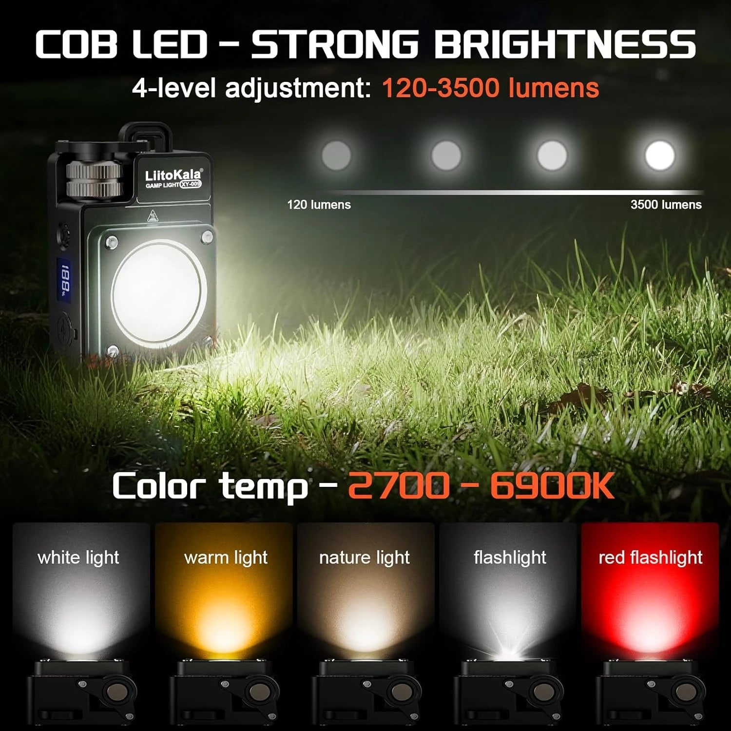 LiitoKala XY-009 Camping Lamp – USB Rechargeable Work Light