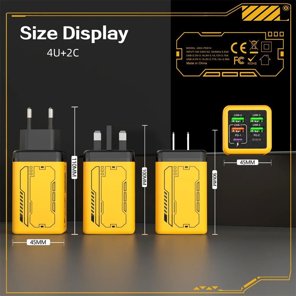 240W 6-Port USB-C Wall Charger – UK Plug