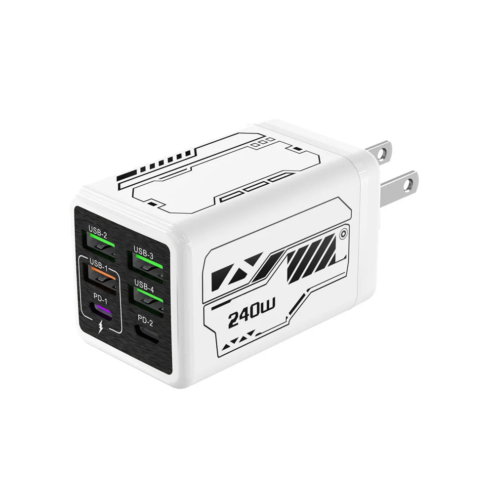 240W 6-Port USB-C Wall Charger – UK Plug