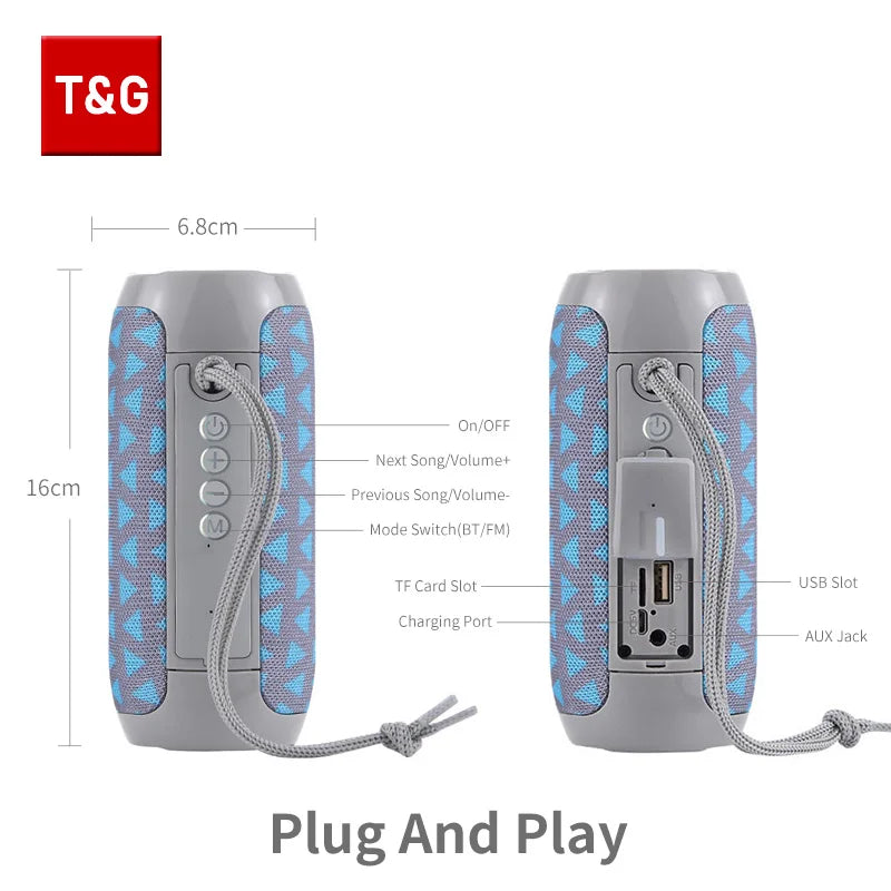 T&G TG117 Portable Bluetooth Speaker - Waterproof Wireless Speaker with FM Radio & TF Card